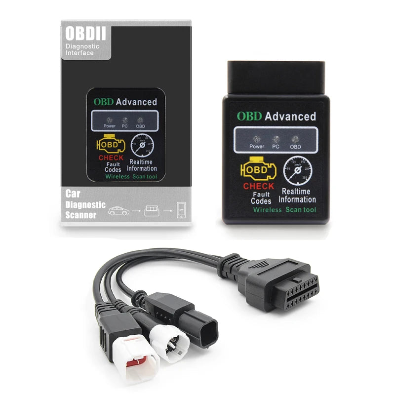 ELM327 V1.5 for Yamaha for Honda EFI Motorcycle Diagnostic Tool 3+4pin & 6pin to 16PIN OBD2 Cable Scanner Fault DiagnosisTool