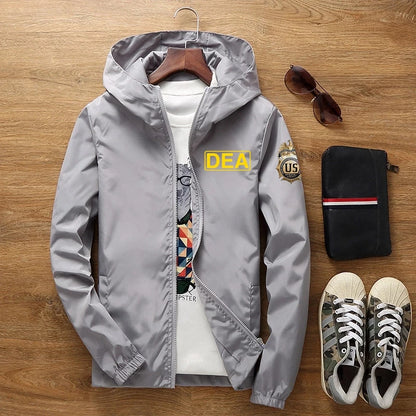 Sunscreen Waterproof FBI Shield Casual Jackets Ultra Light Men's Summer Hooded Jacket Super Thin Windbreaker Packable Skin Coat