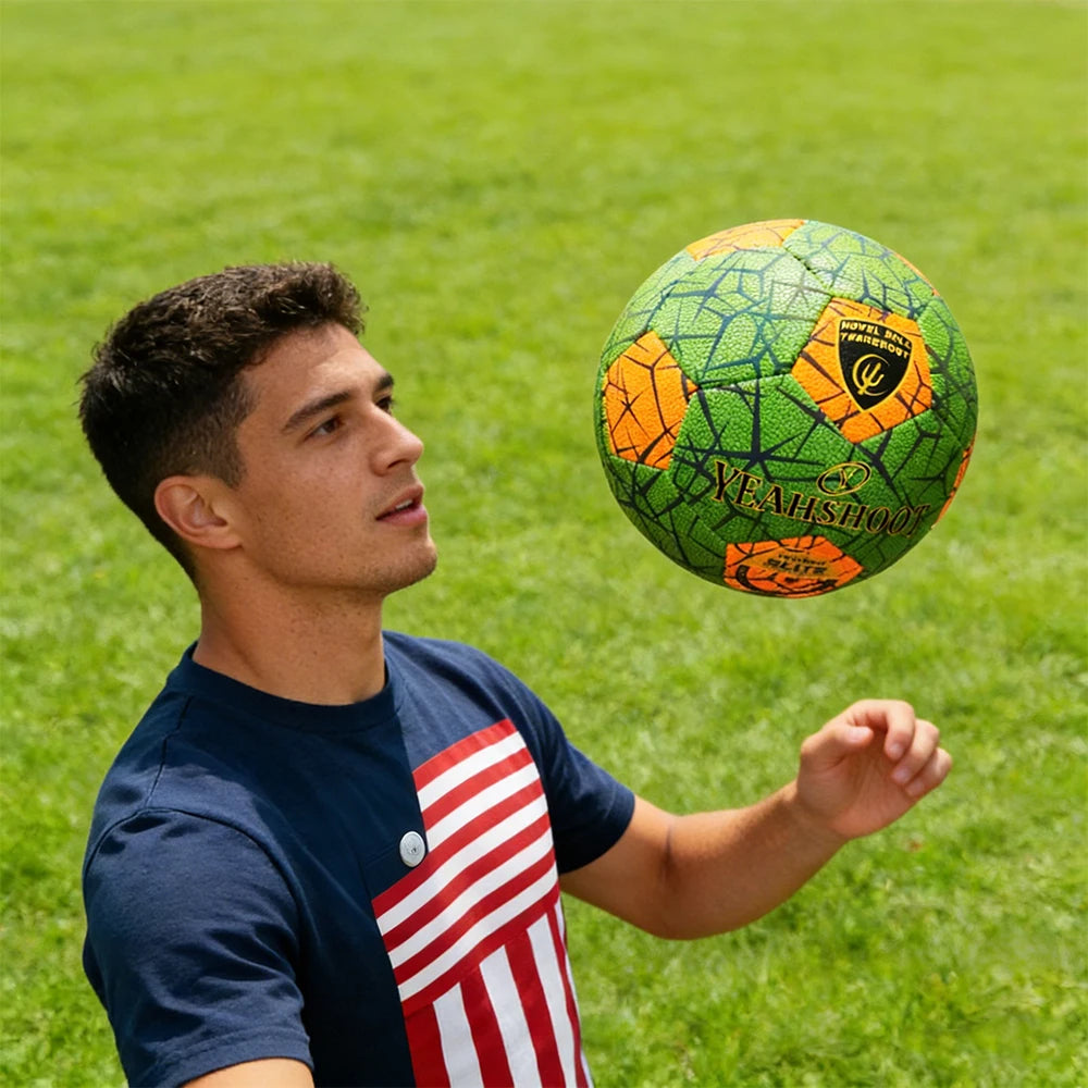 Luminous Reflective Soccer Ball Size 5 - Holographic Football, Cool Long-Lasting Glow, Durable Synthetic Leathe