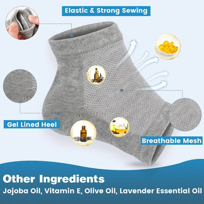 1Pair Heel Moisturizing Socks Open Toe Socks Cracked Gel Heel Socks Foot Toeless Heel Repair Socks for Women Dry Hard Cracked