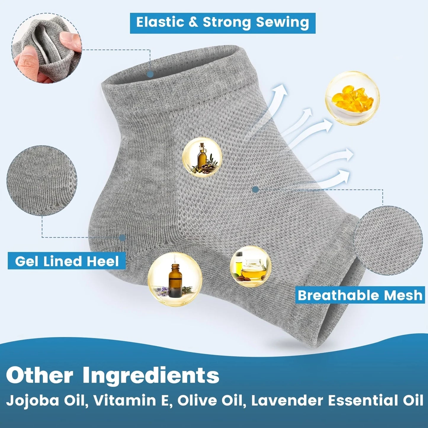 1Pair Heel Moisturizing Socks Open Toe Socks Cracked Gel Heel Socks Foot Toeless Heel Repair Socks for Women Dry Hard Cracked