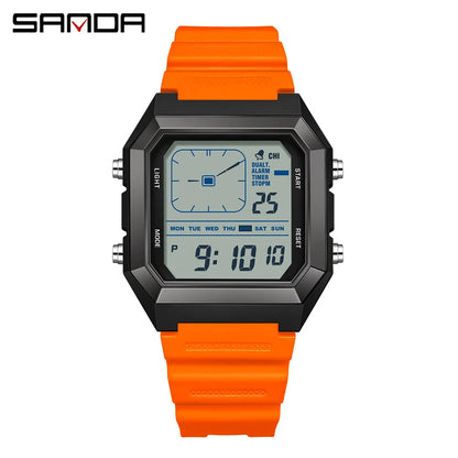 SANDA 6307 Casual Men's LED Electronic Watch Waterproof Sports Alarm Clock Multi functional Student Fashion Electronic Watch