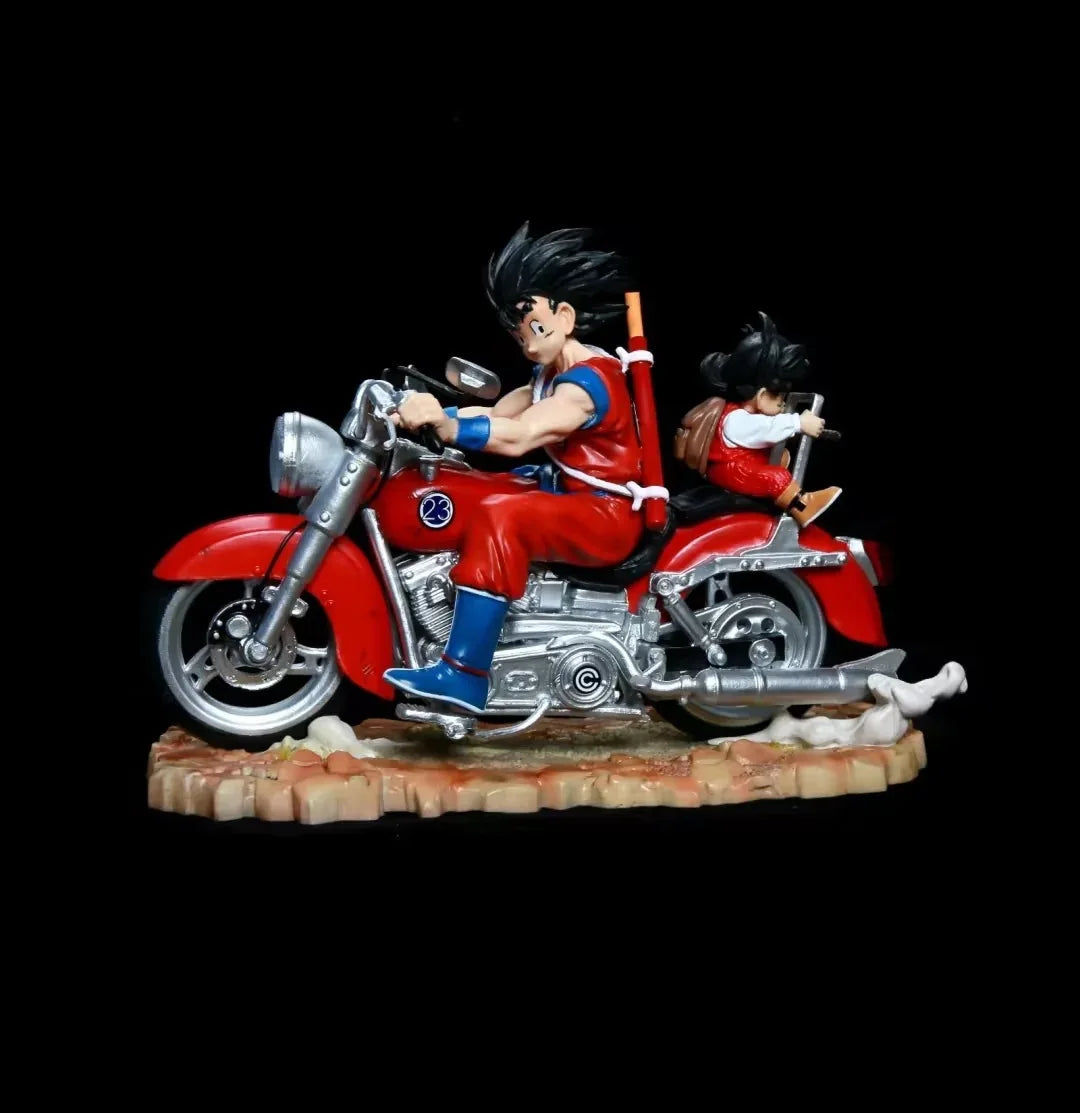 Dragon Ball Super Saiyan Gk Figure Goku Gohan Motorcycle Rotatable Tires Boxed Collectible Model Decor For Anime Collectors