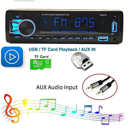 12V 1din Car MP3 Player Dual USB Bluetooth Stereo Radio Audio FM TF AUX IN Receiver in Dash Multimedia Player with remote