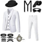Retro Gatsby 1920S Men's Slim Fit Suit Set with Hat Vest Shirt for Engagement Party Dress Up