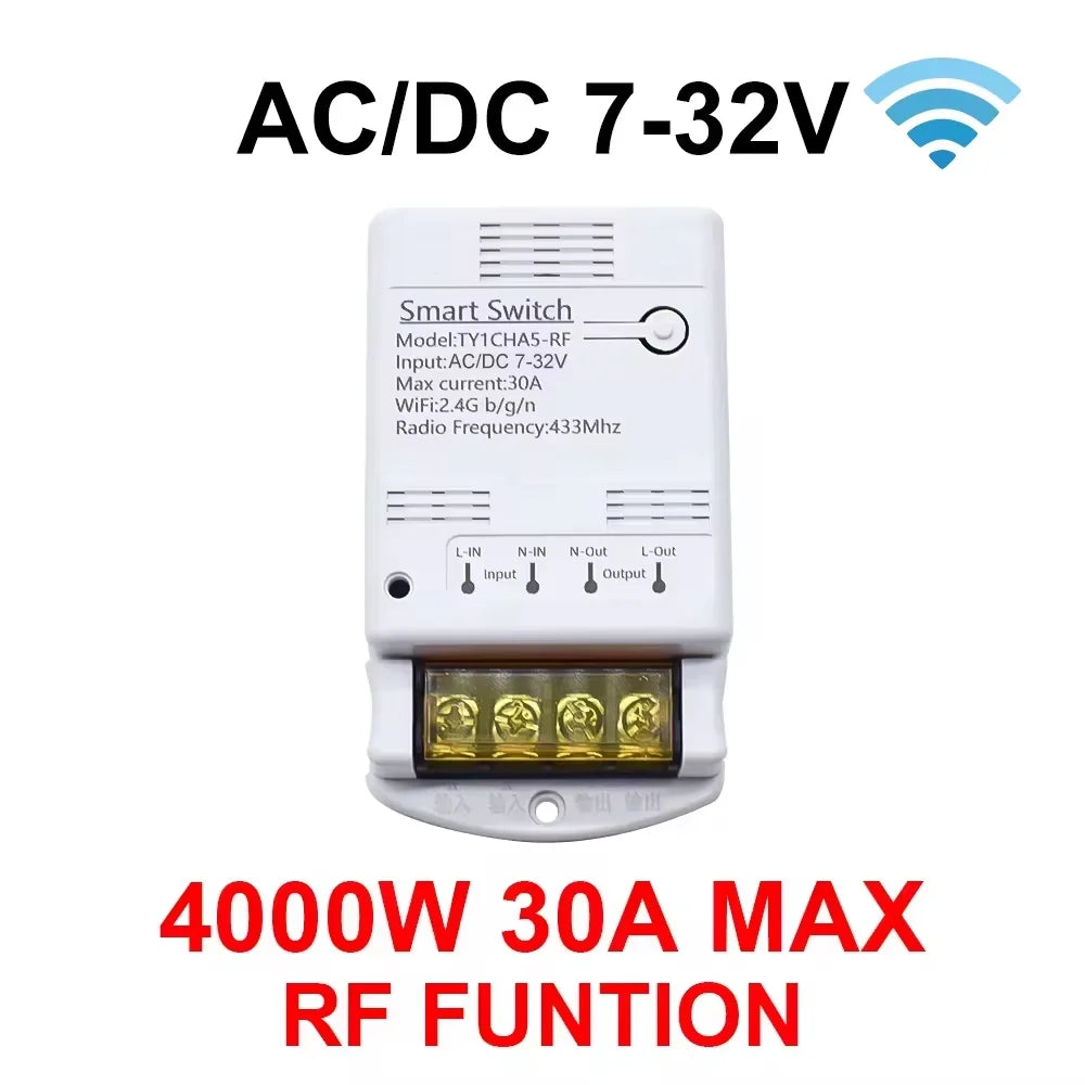 ZIGBEE/WiFi Smart Switch 30A 6600W/4000W Relay Module AC DC7-32V 85-250V Timer Home Automation Alexa Works with Tuya Smartlife