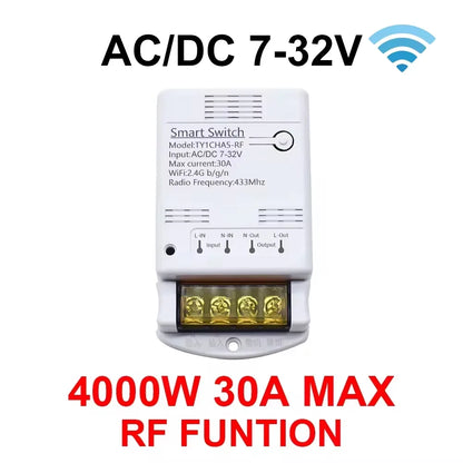 ZIGBEE/WiFi Smart Switch 30A 6600W/4000W Relay Module AC DC7-32V 85-250V Timer Home Automation Alexa Works with Tuya Smartlife
