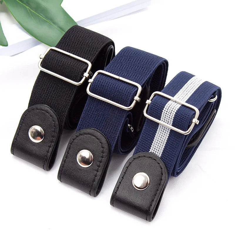 New Adjustable Belts for Women Buckle-Free Waist Jeans Pants No Buckle Stretch Elastic Waist Men Canvas Belt Lazy Invisible Belt