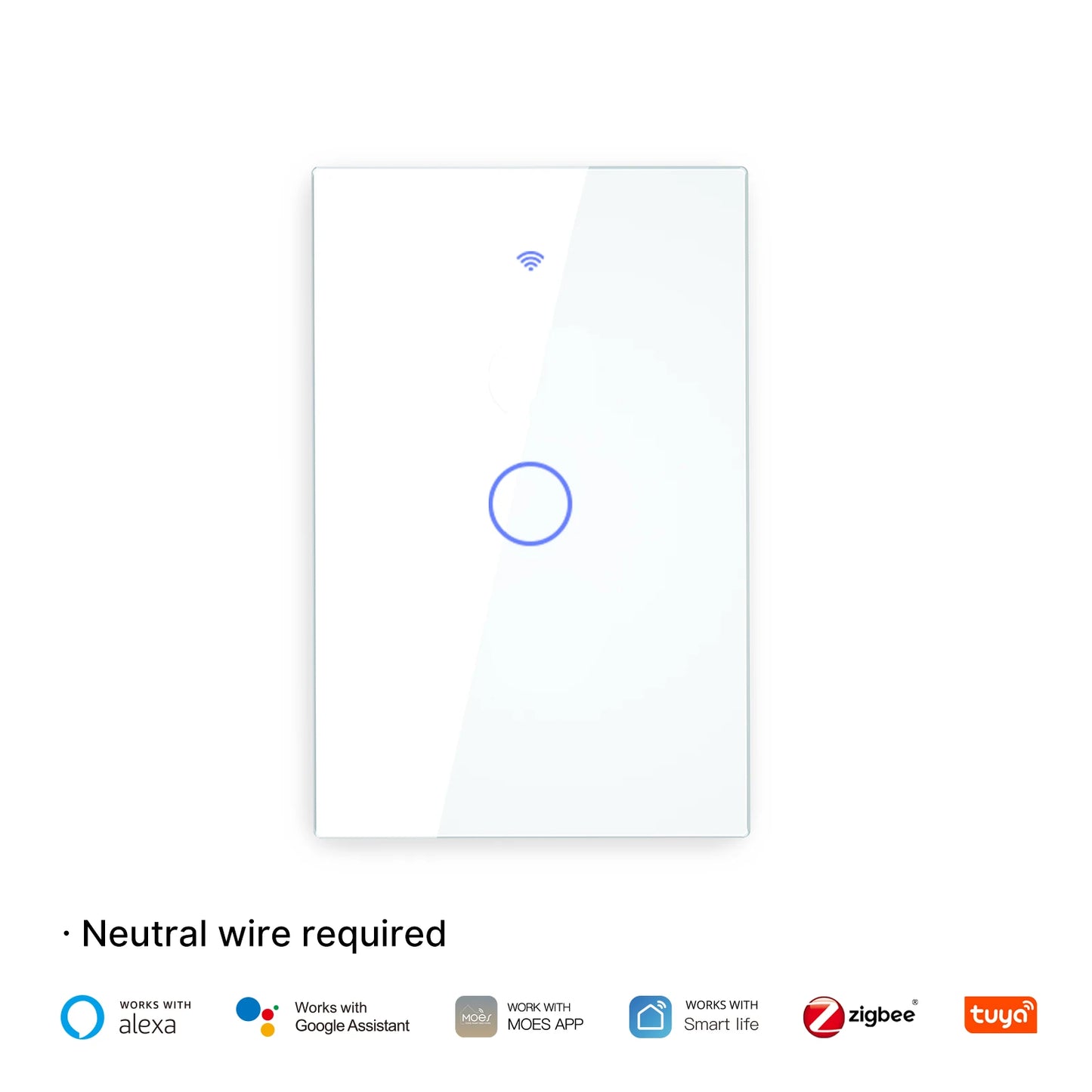 MOES Tuya ZigBee Light Switch Touch Glass Panel Fireproof Neutral Wire Required Remote Control Work With Alexa Google Home