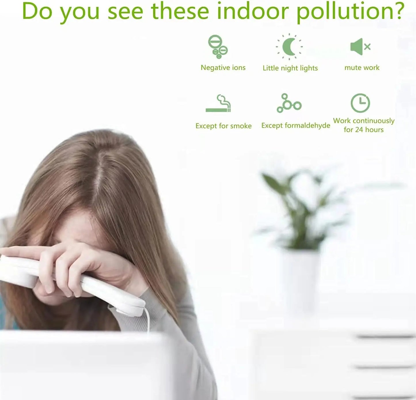 Pure Air - 2 Units- Plug-in Air Purifier,Mini Portable Air Purifier for Home & More Suitable for Bedrooms, Toilets, Living Room,