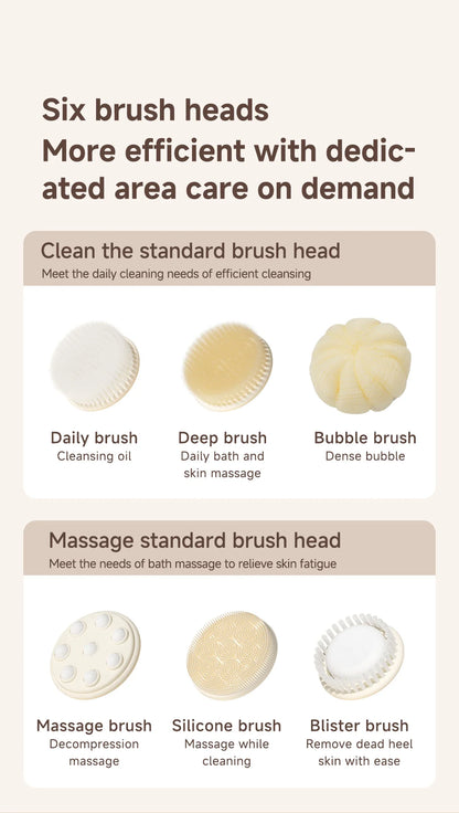DOCO Electric Shower Brush Foot trimmer Multi functional Back Rubbing Massage Body Rubbing Towel Long handled Back Brushing Tool