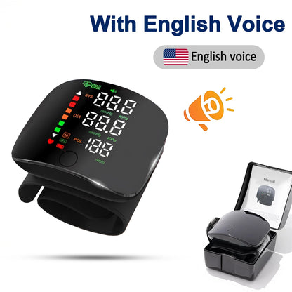 Wrist Blood Pressure Monitor Medical Russian / English Voice Digitlal Tonometer Health Sphygmomanometer Rechargeable Tensiometro