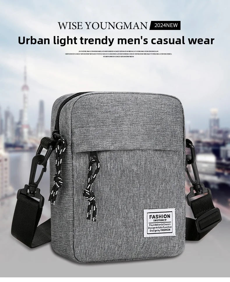 1Pcs 14×5×19cm Men Womens Canvas Crossbody Bag Lightweight Mini Shoulder Phone Pouch for Outdoor Hiking Travel Sports Square Bag