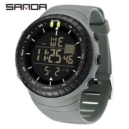 SANDA New 6256 Men's Electronic Watch Large Dial Outdoor Waterproof Sports Watch Night Light Alarm Clock Multi functional Watch