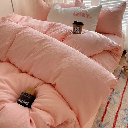 KDJEIKZ Hotel equivalent 3pcs Brushed Solid Color Duvet Cover, duvet cover*1+Pillowcases*2, Polyester Fabric, All Season Bedding