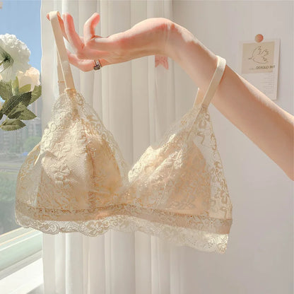 MOYISU French Summer Bralette - Wireless Push-Up Bra for Small Chest, Ultra-Thin Triangle Cups & Sexy Lingerie Set & Sexy Tushy