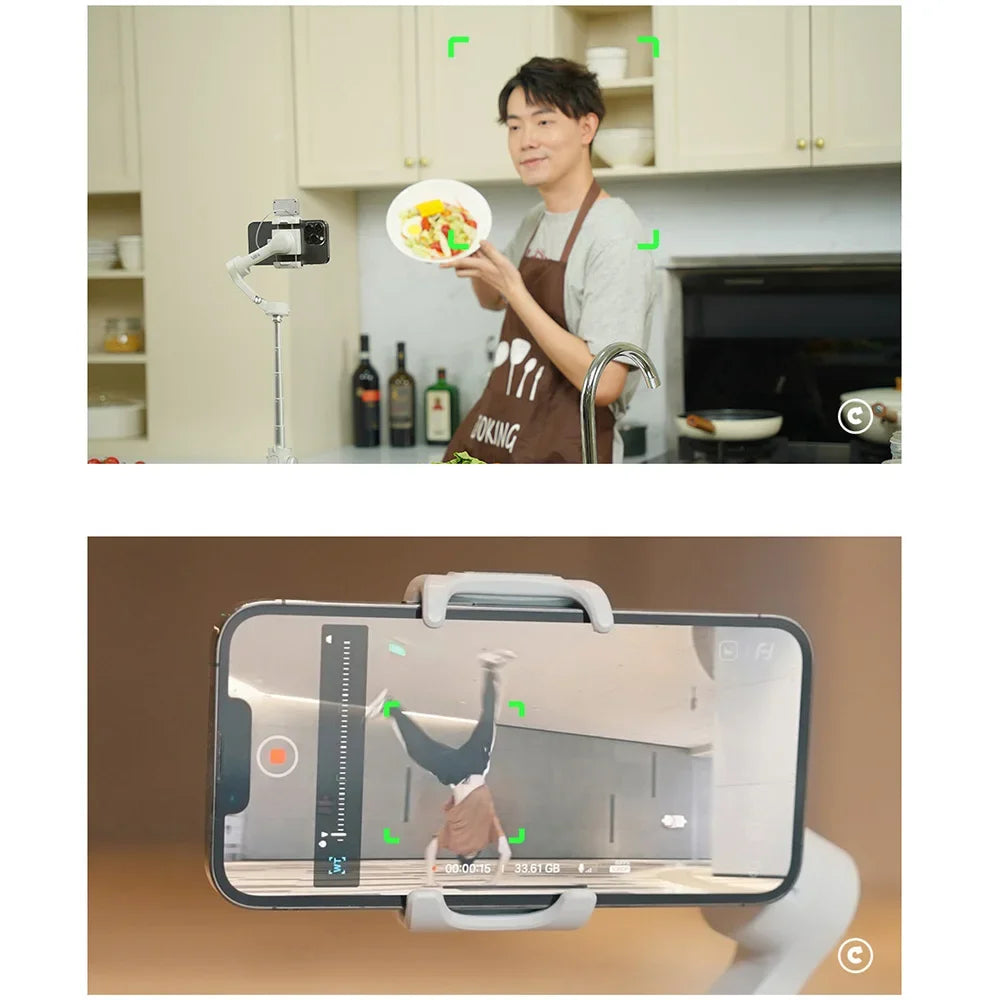 FeiyuTech VB4 Face Tracking Cell Phone Gimbal Stabilizer for Vlogging iPhone 17 Pro Max Samsung Galaxy, Built-in Selfie Stick