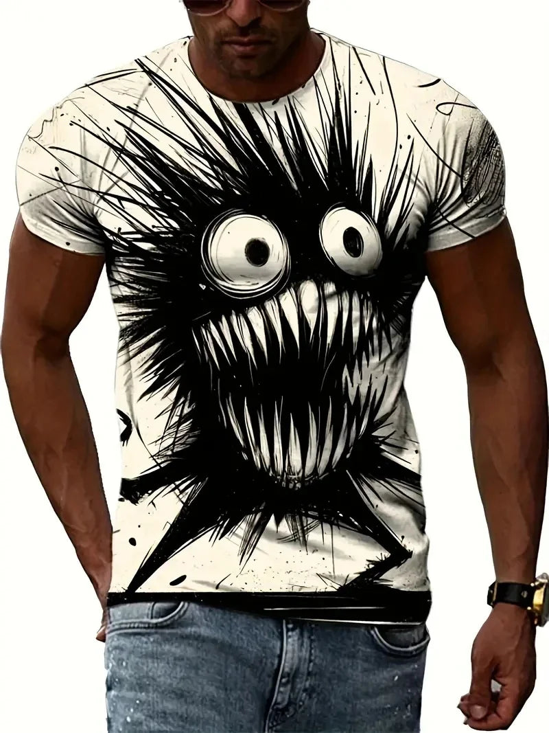 Men T-shirt Outdoor Street Cute Short-sleeved Boy Clothing Summer Top Fun Animal Cat 3D Printed Sports Quick-drying Breathable