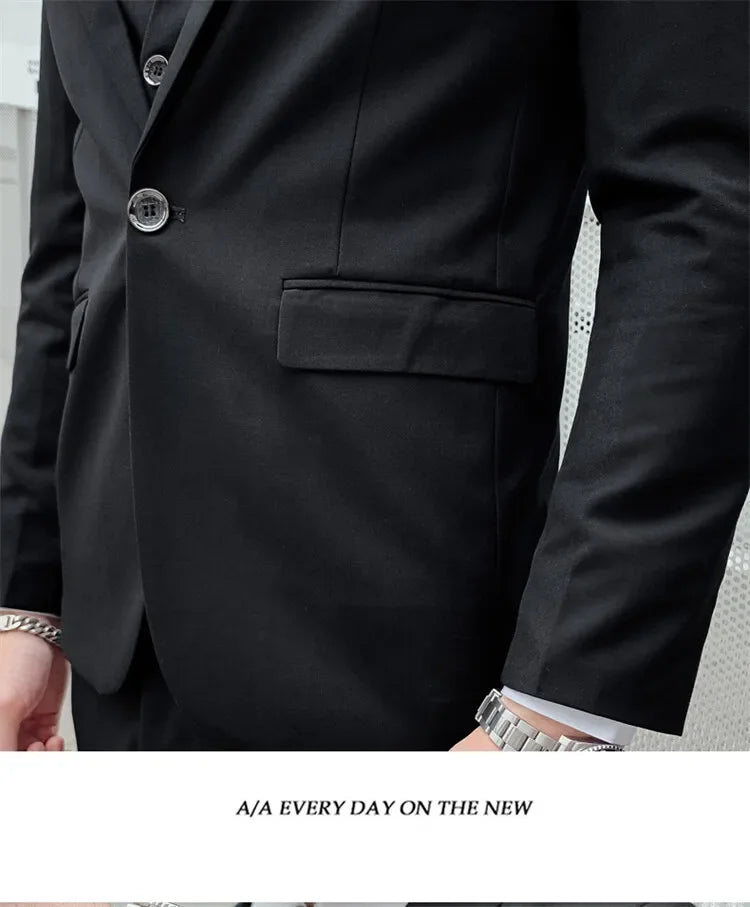 S-7XL Suit (Blazer+ Vest + Trousers) Men's Fashionable Gentleman Business Banquet Korean-style Formal Dress Casual Wedding Suit