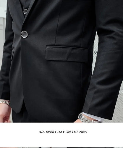 S-7XL Suit (Blazer+ Vest + Trousers) Men's Fashionable Gentleman Business Banquet Korean-style Formal Dress Casual Wedding Suit