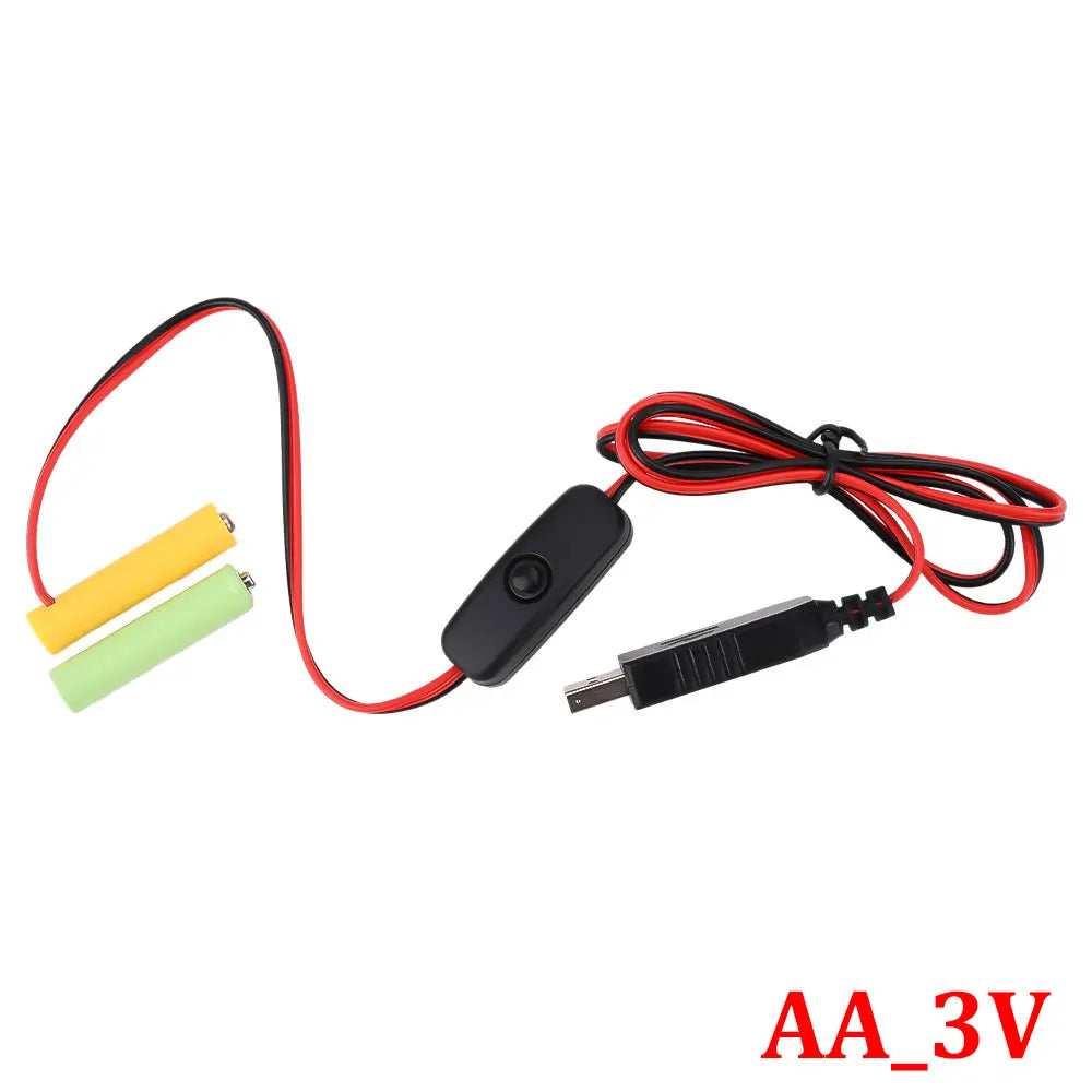 Universal 3/4.5/6V AA LR6 Battery 3V AAA Battery Eliminator USB Power Supply Cable With Switch for Electric Toys LED Lights