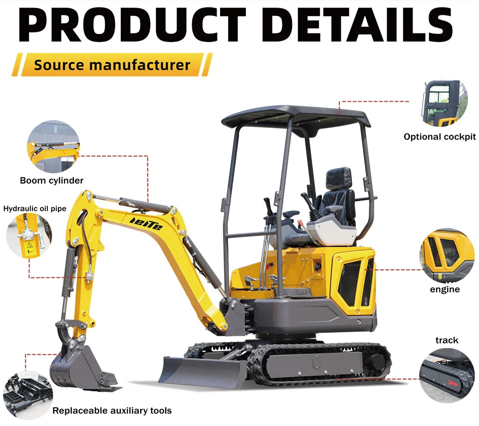Mini excavator mini digger 1 ton excavator fast delivery digger CE/Euro 5 Diesel excavator 1.6 ton home digger customized