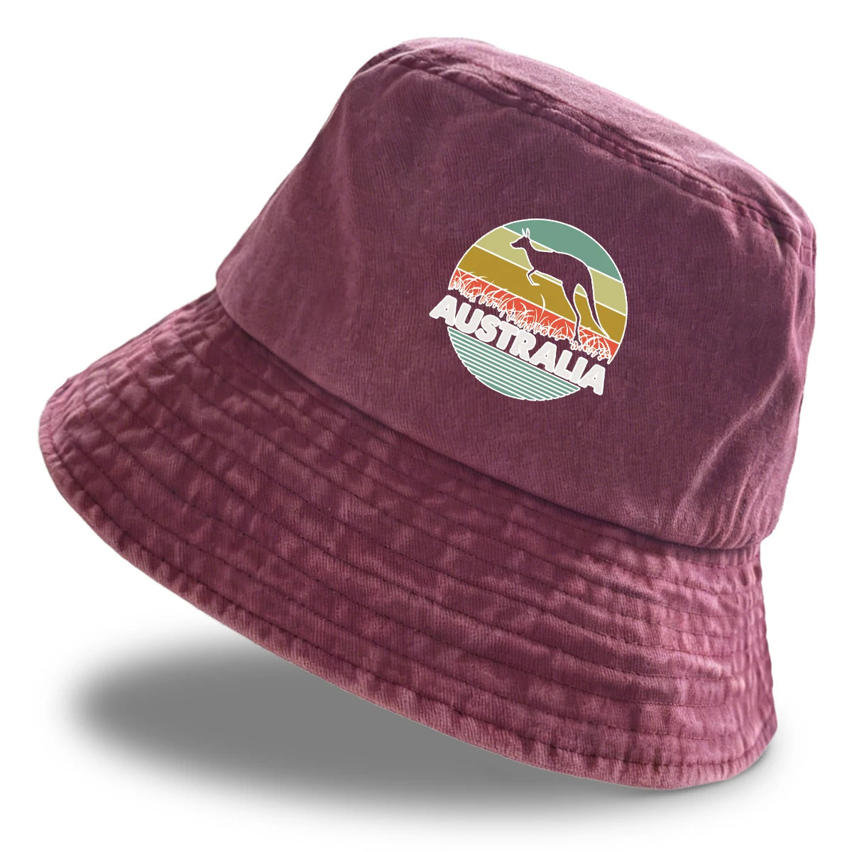 "AUSTRALIA" Kangaroo Printed Bucket Hat Trendy Simple Summer Hip Hop Fishing Hat For Gifts Unisex Outdoor Accessory Travel Hat