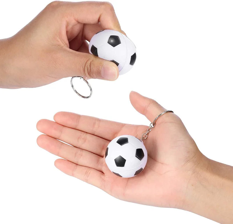 24 Pack White Soccer Keychains Accessory Mini Soccer Stress Ball Keychains,Sports Ball Keychains,School Carnival Reward for Kids