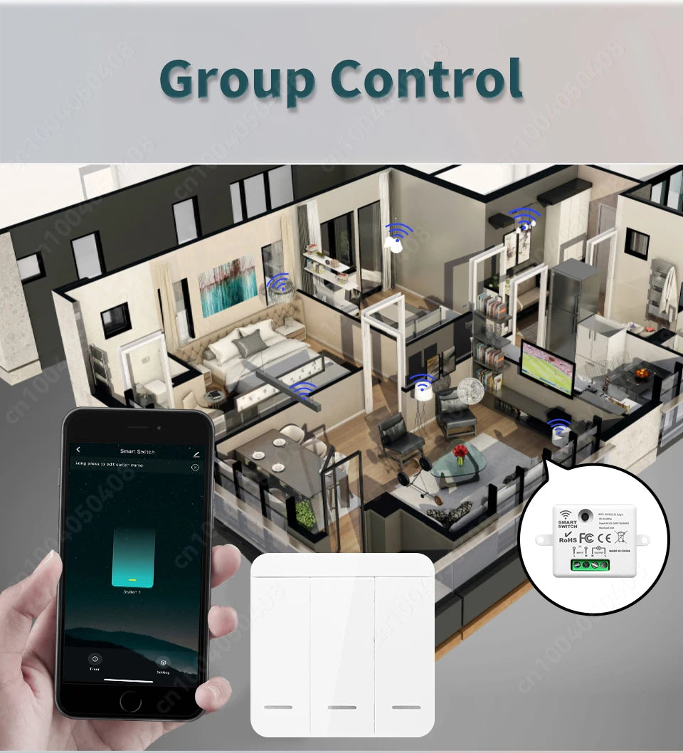 Tuya WiFi Smart Switch RF 433Mhz Wireless Switch 86 Wall Panel Mini Relay Module Smart Home Gadgets Voice for Alice Alexa Google