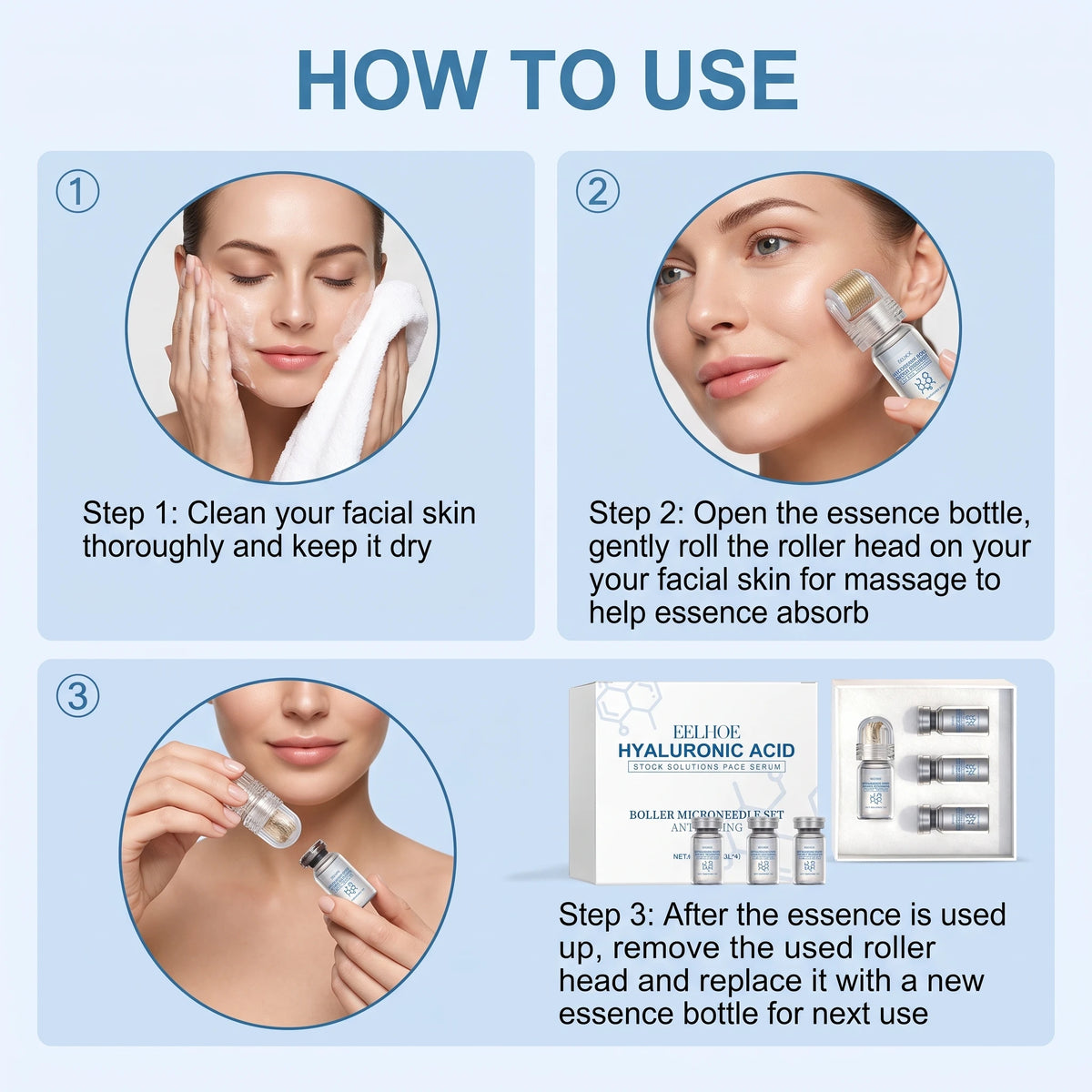 0.25mm Niacinamide Microneedle Serum Facial Serum Kit Roller Massage Design Home Beauty Refreshing Gentle Non-Irritating 30ml