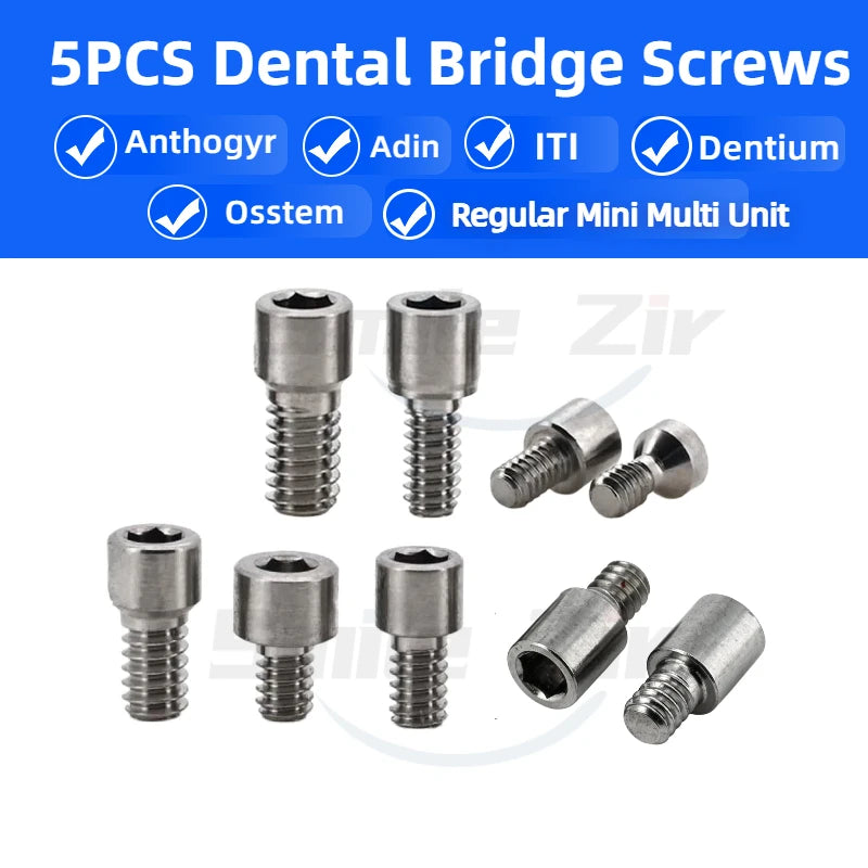 5PCS Dental Bridge Ti Screws  M1.4 Osstem Regular Mini Multi Unit Screw Adin Dentium ITI Anthogyr Dental Implant MUA Screws