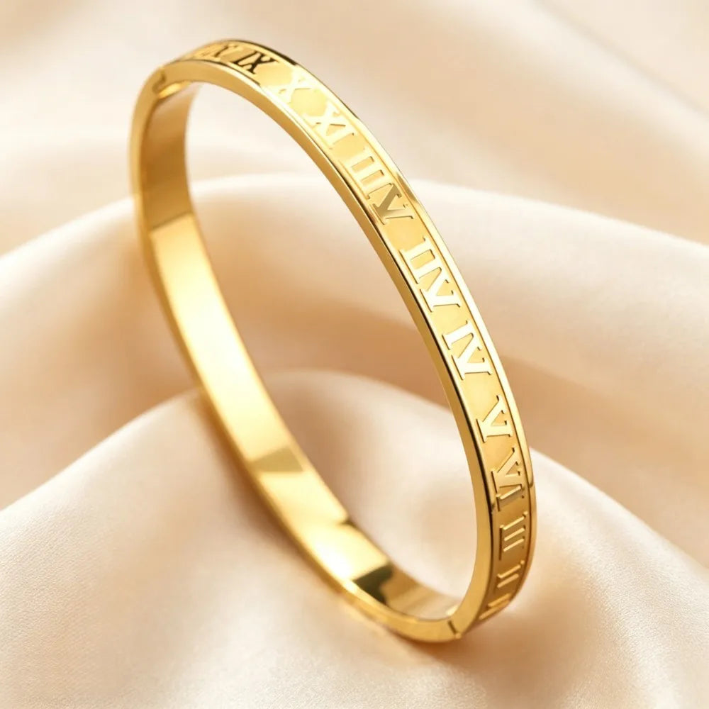 5pcs/Set Minimalist Elegant Luxury Sparkling Bangle Bracelets High-End Titanium Steel Bracelets For Women