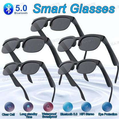 New Camera Control Smart Glasses Music Sunglasses Headphones Wireless Bluetooth Call Headset HIFI Audio glasses For Android HT30