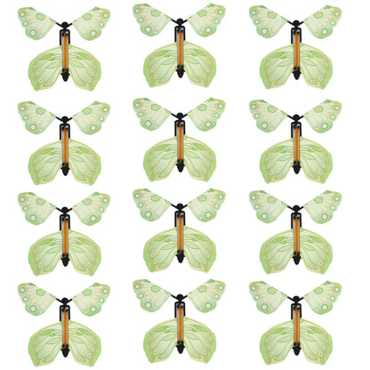 12PCS Magic Flying Butterflies Wind Up Toy Bookmark Greeting Rubber Band Powered Magic Prop,Surprise Gift Wedding,Birthday,Party