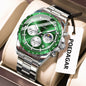 POEDAGAR Top Original Man Wristwatch Waterproof Stainless Steel Luminous Men Clock Chronograph Date Quartz Sports Men's Watches