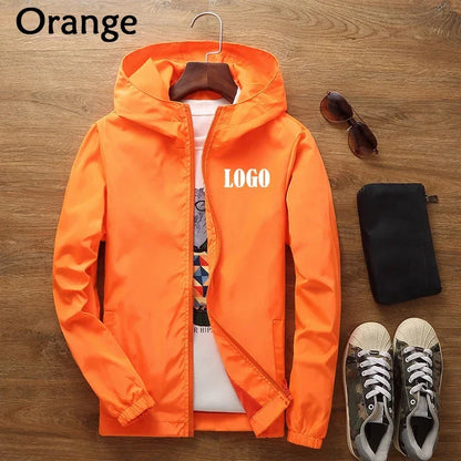 Customized Travel Team Zipper Jacket, Men's and Women's Hooded Unisex UV Resistant Waterproof Jacket, Outerwear, Spring, Summer,