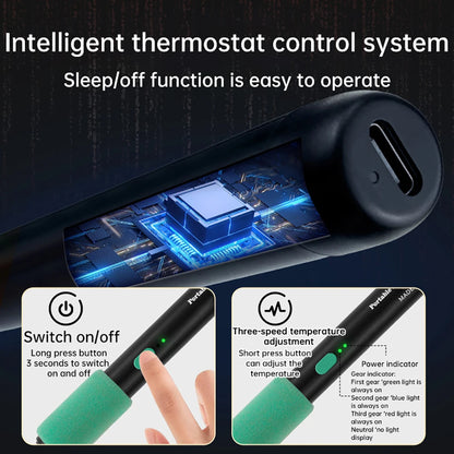 Wireless mini soldering iron with three-level temperature control Type C interface, suitable for maintenance and soldering