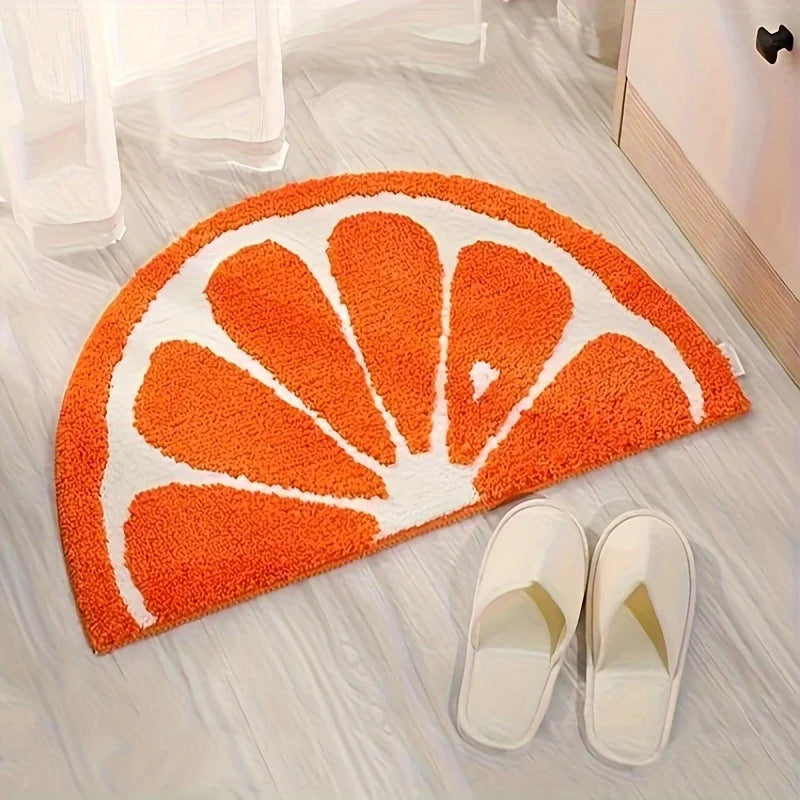 VIKAMA orange semi-circular bathroom floor mat anti slip quick drying bathroom shower room carpet modern bathroom decoration
