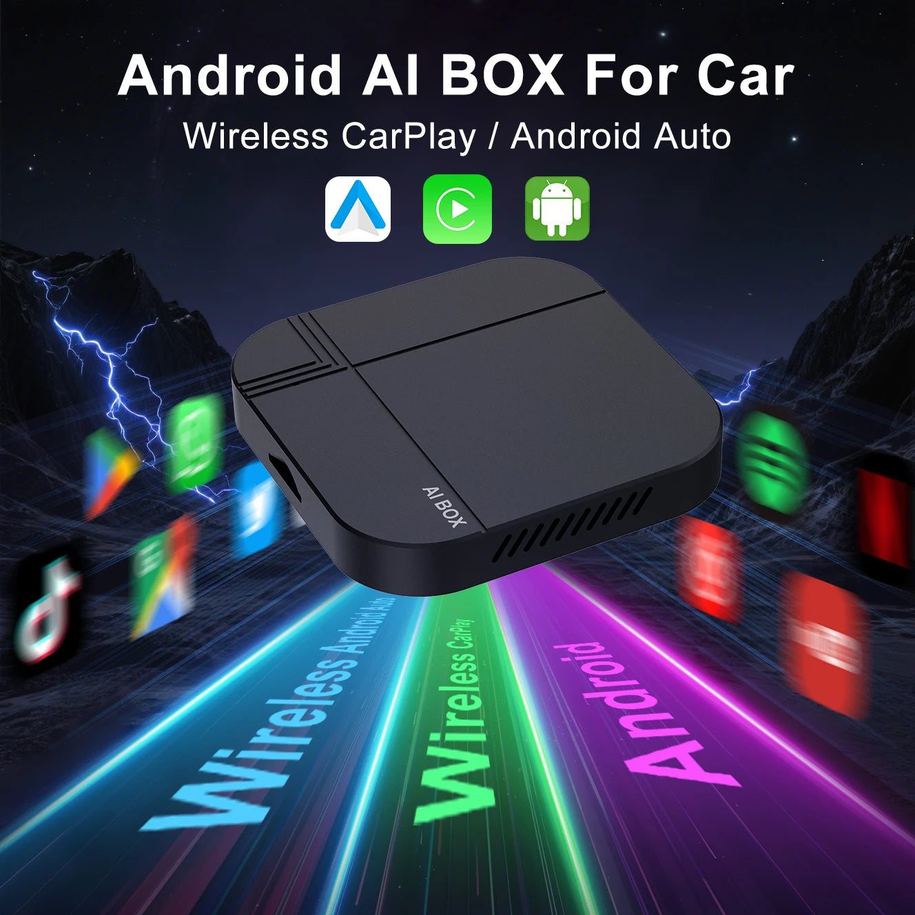 Kowankit 2026 4+32G Wireless CarPlay AI Smart Box 3 in 1 Android Auto Tv Box Netflix Youtube For Toyota Nissan Benz Honda Ford