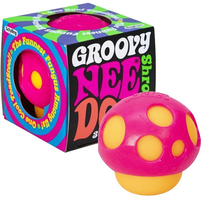 Needoh Groovy Shroom Squishy Fidget Toy Rose Mushroom Form BPA Free Safe Ease Nervous Calm Irritation Desktop Daily Ornament