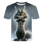 Men T-shirt Outdoor Street Cute Short-sleeved Boy Clothing Summer Top Fun Animal Cat 3D Printed Sports Quick-drying Breathable