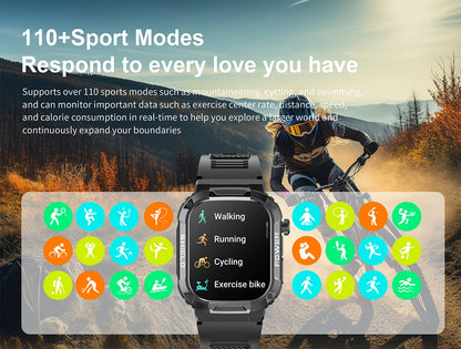 2026 Męski Zewnętrzny Smartwatch Monitor Zdrowia Wojskowy Bezprzewodowe Połączenia Fitness Wodoodporny Sportowy Smartwatch Na Telefony IOS Android