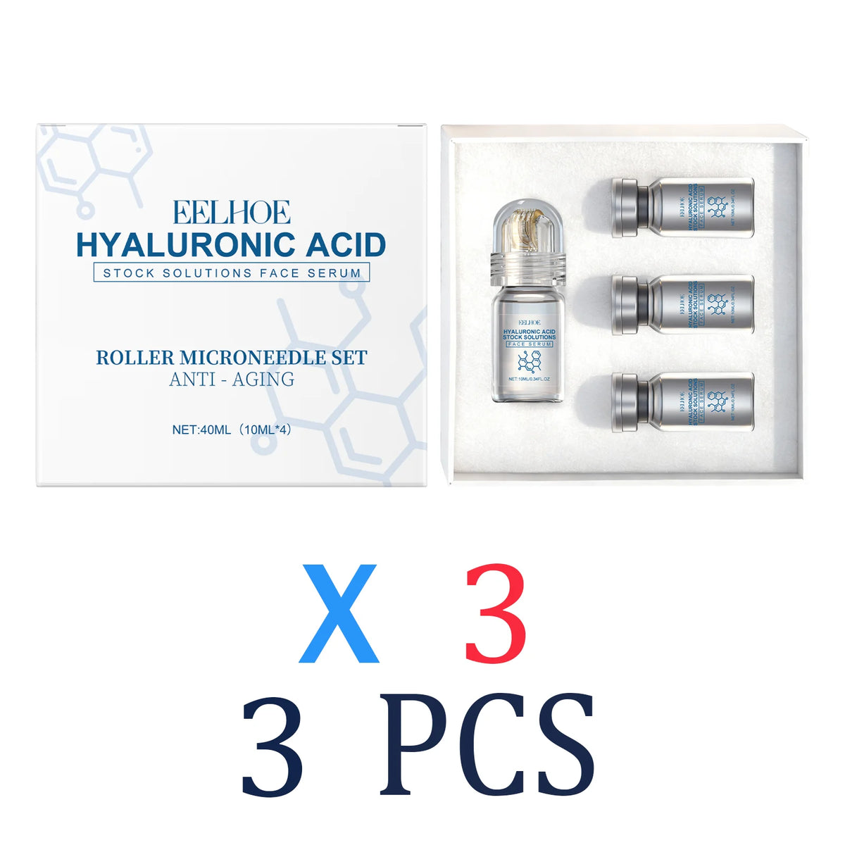 0.25mm Niacinamide Microneedle Serum Facial Serum Kit Roller Massage Design Home Beauty Refreshing Gentle Non-Irritating 30ml