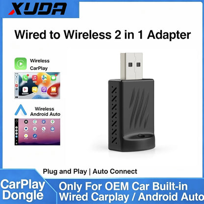 2in1 Wireless CarPlay Dongle Wireless Android Auto Adapter AI Smart Box For Car With Wired CarPlay Car Intelligent Systems