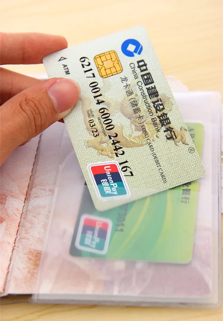 1PCS Travel Dirt Protection Passport Cover Wallet Purse PVC Transparent Women ID Business Credit Card Passport Holder Bag Pouch
