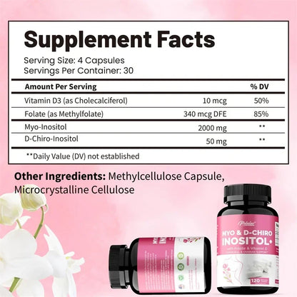 MYO & D-CHIROINOSITOL - Supports Hormone Balance, Healthy Cycles, Female Ovarian Health, and Boosts The Immune System
