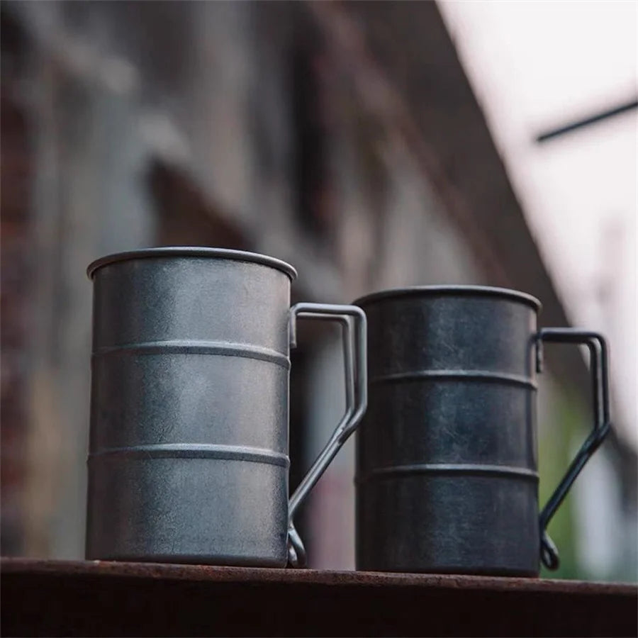Outdoor 304 Stainless Steel Marco Mug, Industrial Style, Retro Old Creative, Coffee, Camping, Picnic, Beer Mugs