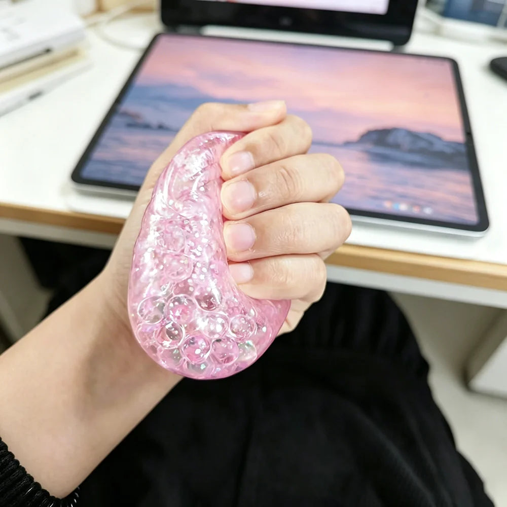 Squishy Glitter Simulation Steamed Bun Toy with Steamer Box Slow Rebound Stress Relief Squeeze Fidget Toy for Teens Adults Gifts