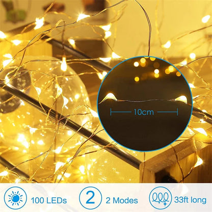 USB LED Lampki Choinkowe Drucik Miedziany Sznur 20M 200LED Świąteczne Zewnętrzne Girlandy na Choinkę Dekoracja na Wesele Przyjęcie