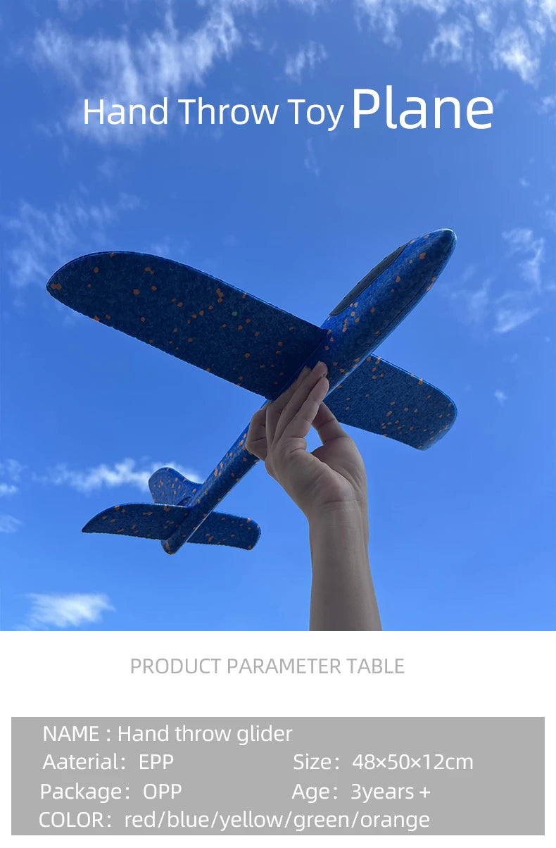 50/33CM Big Foam Plane Glider Hand Throw Airplane Light Inertial Bubble Planes Outdoor Launch Kids Toys for Children Boys Gift